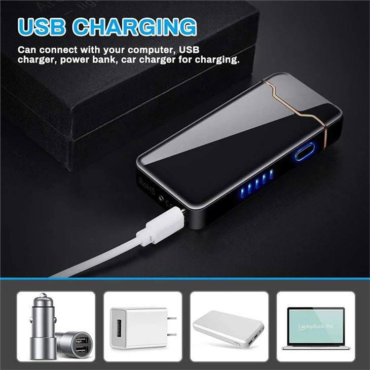 Windproof Plasma Electric Cool Lighter Dual Arc Flameless Rechargeable USB Cigarette Lighter Smoking Lighters