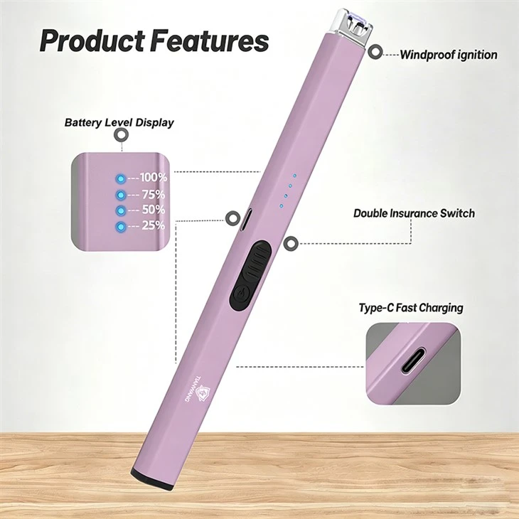 USB-C Rechargeable Electric Candle Lighter With Triple Safety Lock & 7s Auto-Shut Off high quality