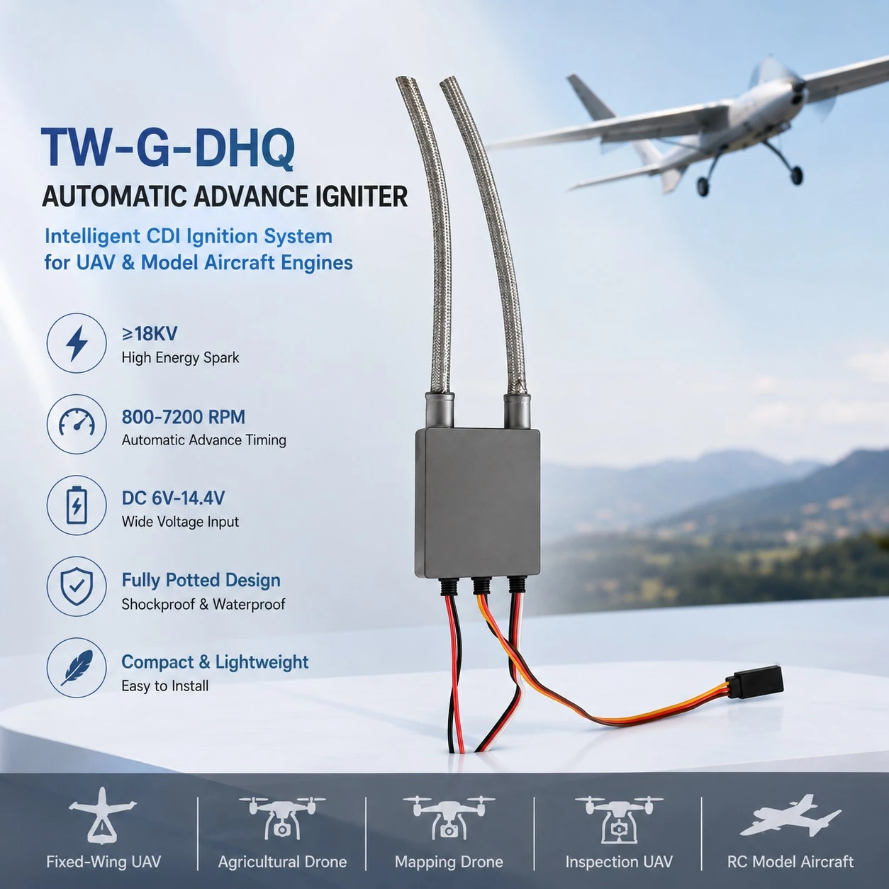 CDI Automatic Advance igniter for UAV Aircraft Two Stroke Engines CDI Automatic Advance igniter for UAV Aircraft Two Stroke Engines